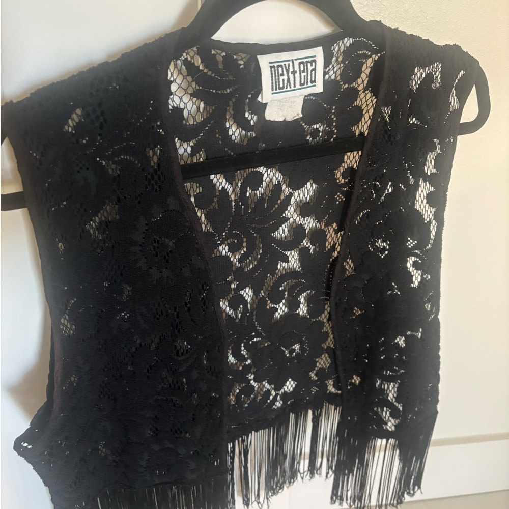 Next Era Black Lace Vest with Fringe